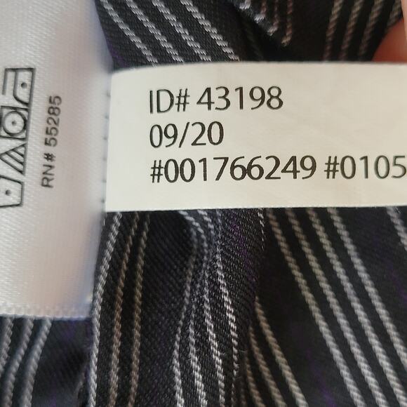 Express Men's L Button Down Shirt Long Sleeve 2 Button Cuff Pocket Black Stripe - Picture 13 of 13